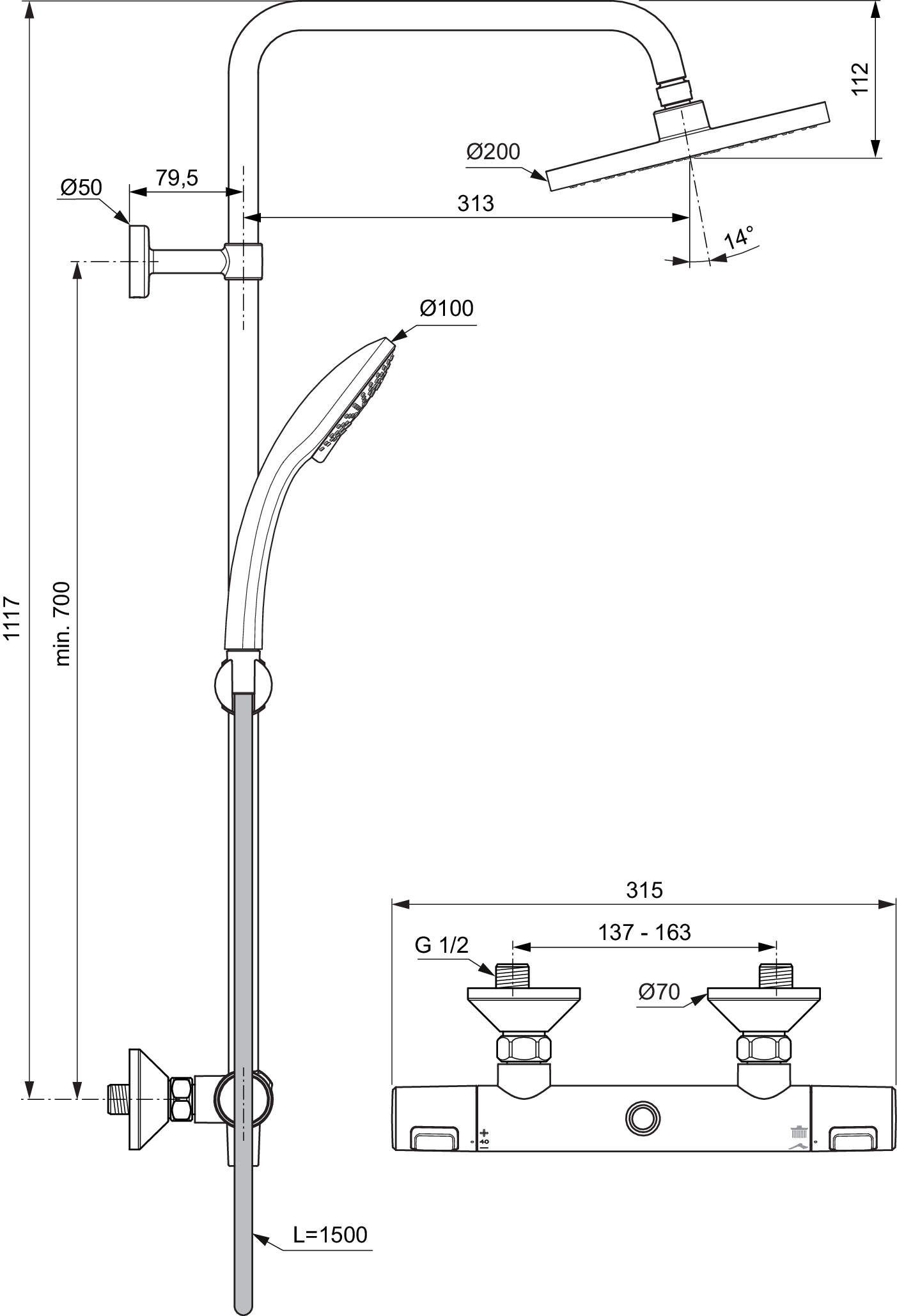 A7208AA techninis brėžinys