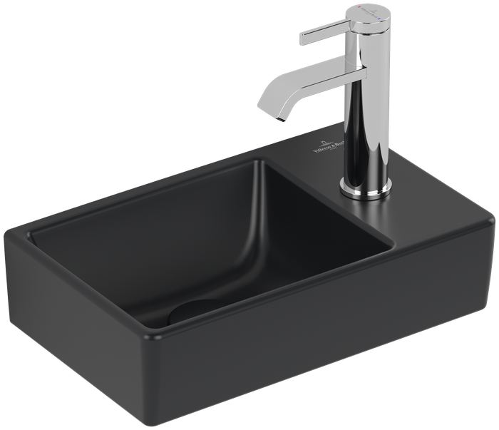 Villeroy & Boch Avento Handwashbasin, 360x220x110mm, without overflow, Pure Black CeramicPlus