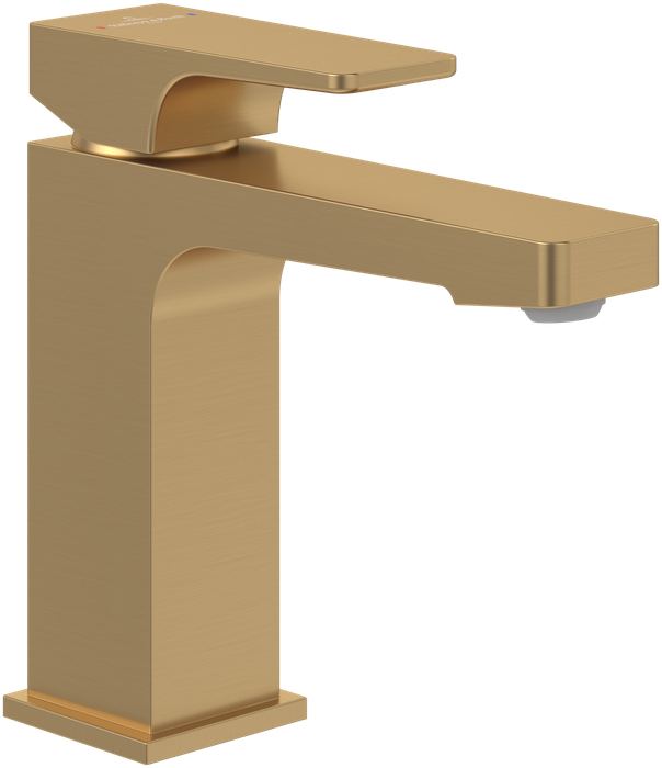 Villeroy & Boch Architectura Square Single-lever basin mixer, With push/pull rod lever and pop-up waste, Brushed Gold